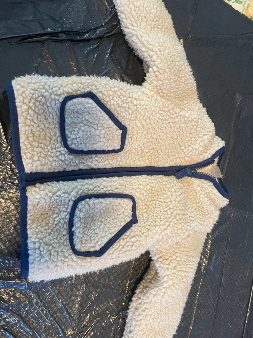 Carter's Cream Sherpa Jacket with Navy Trim